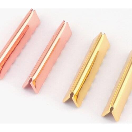 2" Ribbon End Clamps 50mm Rose Gold Ribbon Clamps Connectors Clips End for Leather Charm Braid Cord End Caps Fastener Lanyard