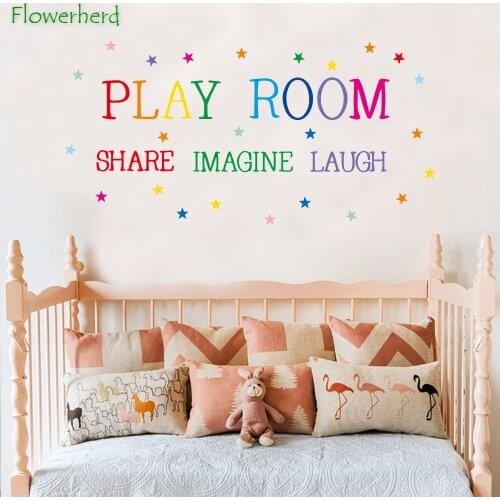 Colorful English Letter Wall Stickers Share Imagine Laugh Play Room Bedroom Living Room Decor Background Wall Decoration