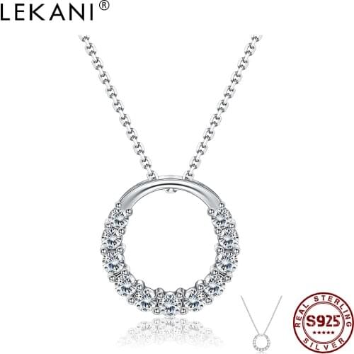 LEKANI Silver 925 Round Pendant Necklaces Cute Zircon Necklace For Women Jewelry Girl Female Wedding Gifts Romantic Jewelry