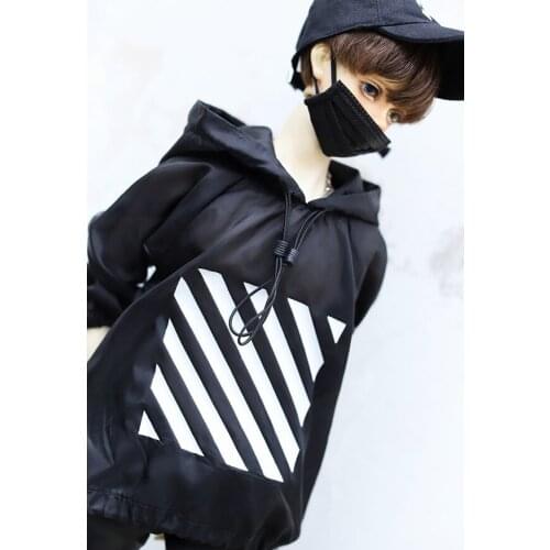 BJD doll clothes suitable 1/3 1/4 MSD size black sun-protective clothing hoodie hoodie top black doll accessories
