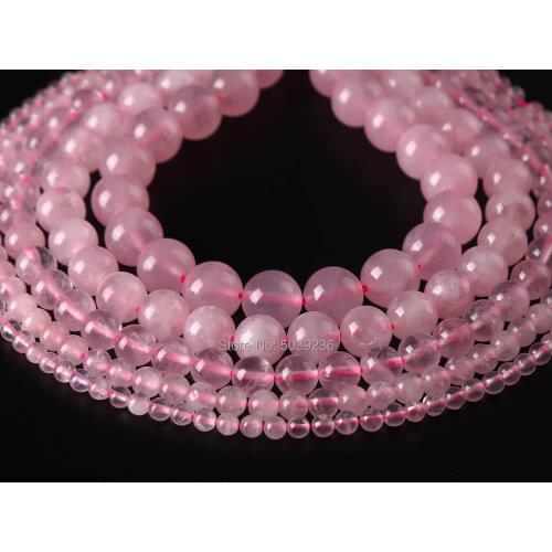 Wholesale Pink Crystal Beads Natural Stone Round Loose Spacer Beads 4 6 8 10 12mm for Jewelry Making Necklace Bracelet DIY