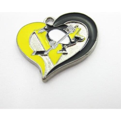 Heart Charm 10pcs/lot American Hockey sport Penguins charm dangle charm Pendants DIY bracelet jewelry accessory hanging charm
