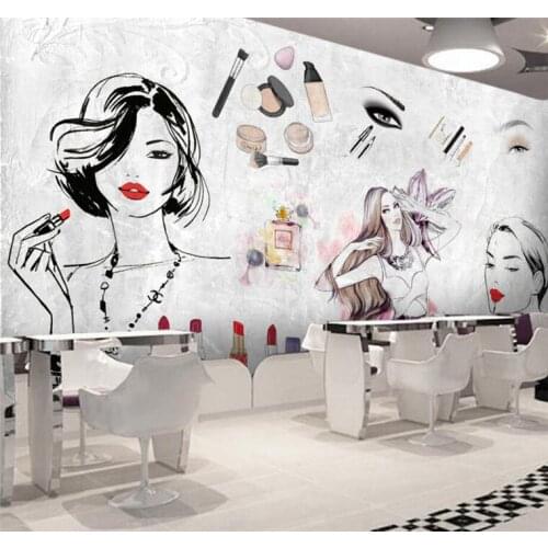 Custom 3d wallpaper European and American fashion watercolor beauty beauty cosmetic tooling wallpaper wall background