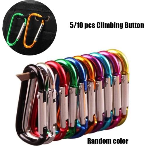 Hot 5/10Pcs Multi Colors Aluminium Alloy Bag Keychain Buckle Outdoor Sports Climbing Button Safety Buckle Carabiner Camping Hook