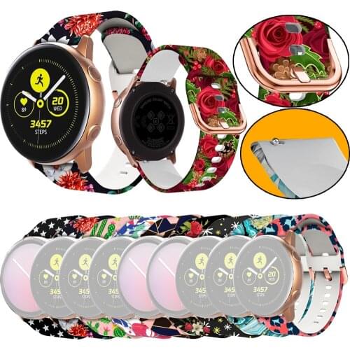 20mm Quick install Printing Silicone Watchband For Samsung Galaxy Watch 42/Active 2 40/44 Bracelet Band Strap For Gear S2/3 41mm