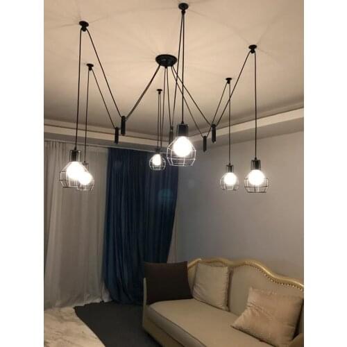 Restaurant clothing Store creative Nordic pendant lights Personality black pulley lifting Pendant lamp Dining Cafe modern light
