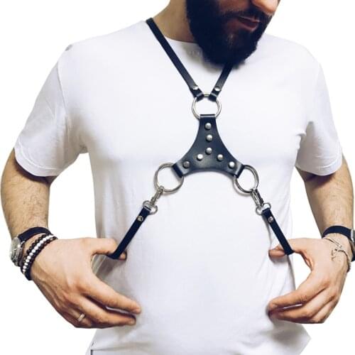 Rave Costume Gothic Leather Tops Fetish Men Gay Chest Harness Belts Adjustable Bondage Cage Body Harness Strap Punk for BDSM