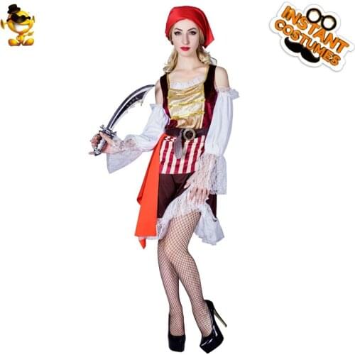 Christmas Women Sexy Luxury Pirate Cosplay Costume Adult Party Carnival Halloween Fancy Dress Cool Buccaneer Female Set