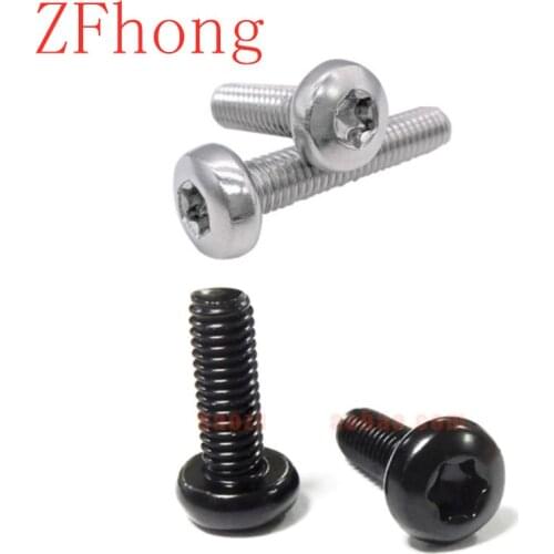 10/50pcs M1.6 M2 M2.5 M3 M4 M5 M6 M8 304 Stainless Steel or black steel GB2672 Torx Pan Head Six-Lobe Round Head Machine Screws