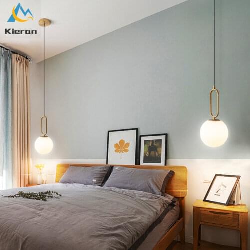 Nordic modern simple glass ball led chandelier bedroom bedside pendant lights restaurant bar living room decor small light lamp