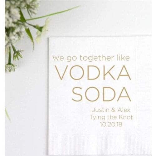Custom Wedding Napkins We Go Together Like - Wedding Napkins, Rehearsal Dinner, Engagement Party, Personalized Bar Napkins