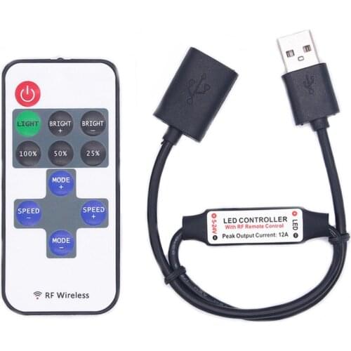 USB LED Strip Dimmer 5V 11KEY Dimer Controller RF Remote 11Key Led Remote Controller Dimer USB 2835 5050 For 5V Led Strip Light