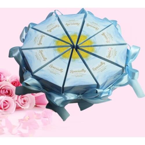 Triangle Cake Gift Box Pink Candy Box Packaging Wedding Mariage Paper Bags for Wedding Favor and Baby Shower Party Supplies