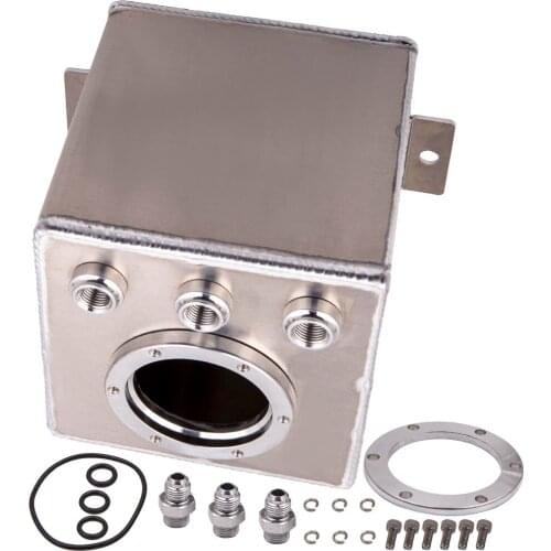 2L Billet High Flow AN6 Swirl Fuel Surge Tank for 044 External Fuel Pump Silver