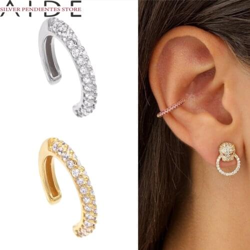 AIDE 1PCS 925 Sterling Silver Ear Cuff For Women Rose Gold Ear Cuff No Pierced Earrings Women Clip On Earrings Cartilage Jewelry