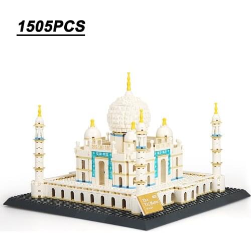 1505Pcs Creator Indian Taj Mahal Micro Architecture Palace Street View Model Mini Bricks Building Blocks Educational Kids Toys