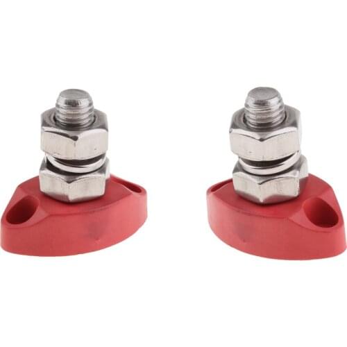 2 PACKAGING Red Junction Block Power Post Insulated Terminal Stud 10mm 3/8 "