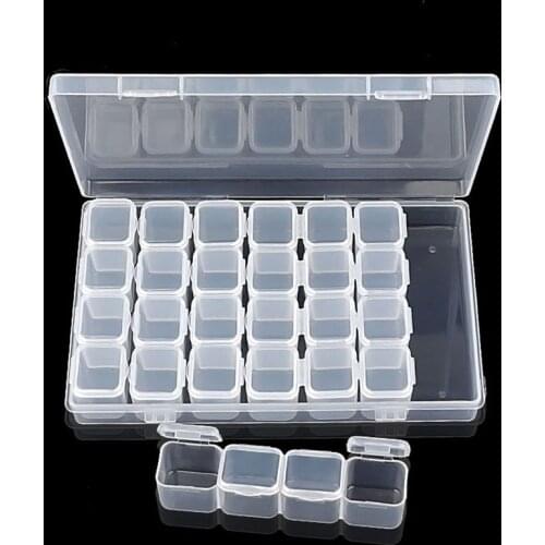 28 Grids Empty Nail Art Decoration Storage Glitter Case Rhinestone Crystal Bead Box Accessories Container Tool