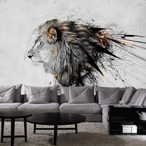 Custom Photo 3D Wall Murals Wallpaper Creative Abstract Lion Art Wall Painting Hotel Living Room Bedroom Background Decoration