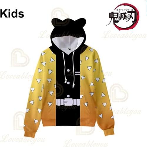 Agatsuma Zenitsu Demon Slayer Children Cute Japen Anime 3D Hoodies Kimetsu no Yaiba Men Women Clothing Harajuku Sweatshirt Tops