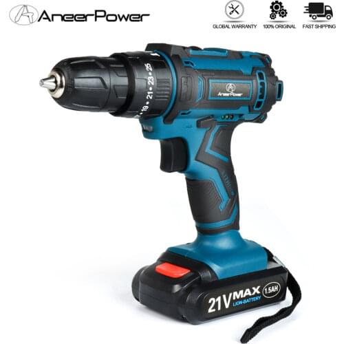 2 Speed Cordless Impact Drill 21V Electric Screwdriver Home Mini 1500 Mah 18650 Lithium Battery Wireless Rechargeable Hand Drill
