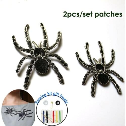 2pc/set high quality spider ironing embroidery patches iron on embroidered parches appliques for clothing parches para la ropa