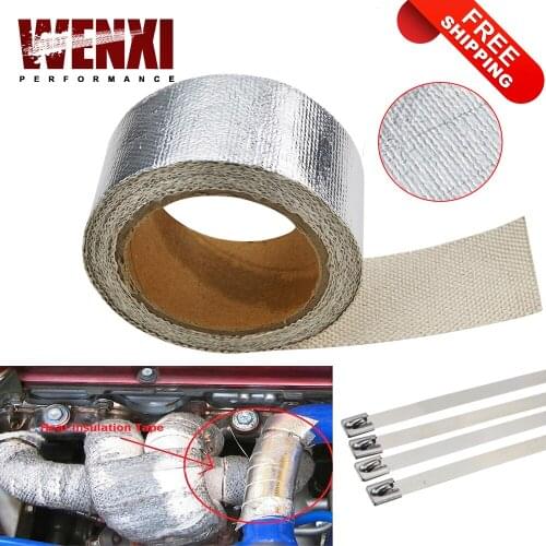 Free Shipping Car Aluminum Reinforced Tape Heat Shield Resistant Wrap For All Intake pipe / Suction Kit WITH 4PCS TIES 1611