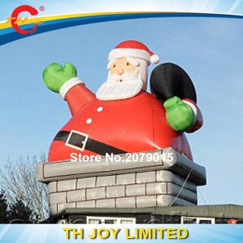 Free shipping customize inflatable Santa claus on chimney, santa old man inflatable santa claus cartoon for outdoor advertising