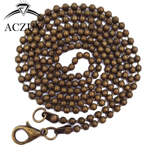 100pcs Antique Bronze 2.4mm Bead Chains 40cm to 80cm Metal Ball Chain Necklace with 12mm Lobster Clasp BBC014