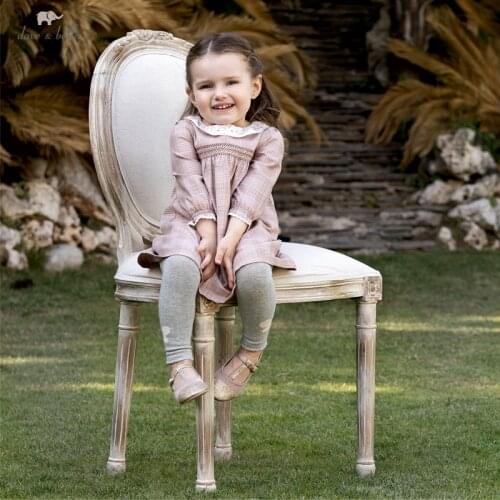 DBM18987 dave bella autumn baby girls cute floral plaid dress children fashion party dress kids infant lolita clothes