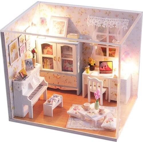 Diy M011 Wooden Doll House Kids Handcraft Miniatures Furnitures Assembling Decoration Dollhouse Children Birthday Gift Toy Doll