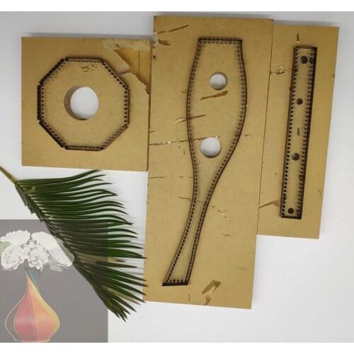 Desinger 3pcs/set leather craft flower pot decoration work die cutting knife mould diy hand machine punch tool set