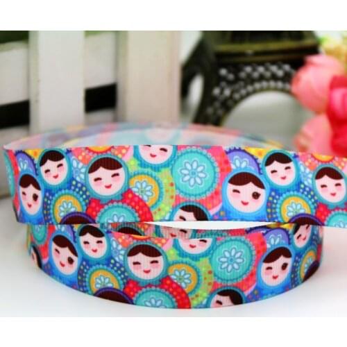 DHK 7/8'' 5yards Matryoshka doll rus printed grosgrain ribbon headwear hair bow diy party decoration OEM Wholesale 22mm C1138