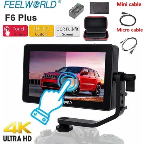 FEELWORLD F6 Plus 5.5 Inch DSLR Camera Field Monitor 3D LUT Touch Screen 4K IPS FHD 1920X1080 Monitor for Camera + Battery