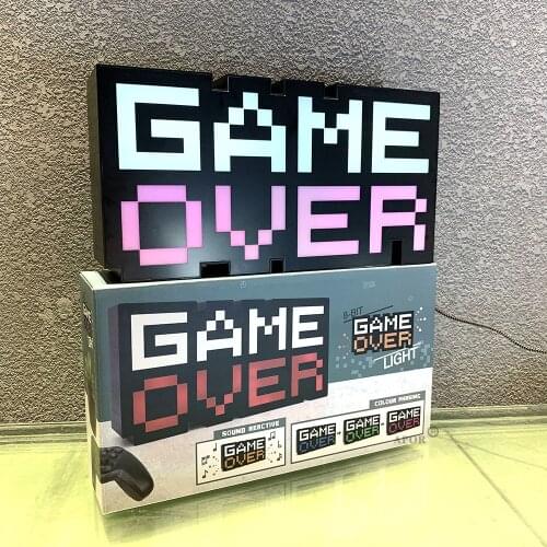 GAME OVER Sign Voice Control Game Icon Light Acrylic Atmosphere Neon Club KTV Ornament Bar Decorative Lamp Dropshipping