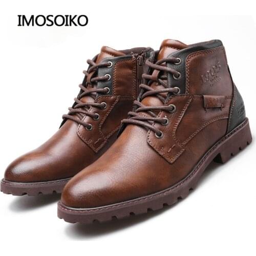 Imosioiko Autumn And Winter Mens Retro Desert Tooling High Top Martin Boots Large Size 39-48