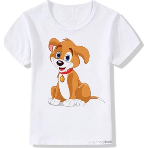 Kawaii Children T-shirt Funny Dog and Cat Animals Cartoon Print Graphic T Shirt Boys Girls Harajuku Kids Casual Tops Wholesale