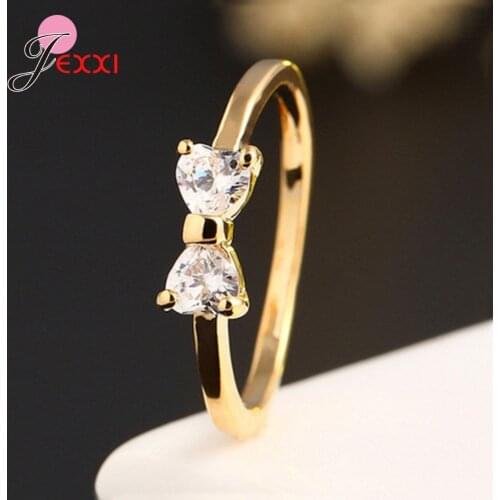 New Fashion Sweet 925 Sterling Silver Wedding Rings For Women/Bridal Very Simple Design Bow-Knot Rings Christmas Gifts