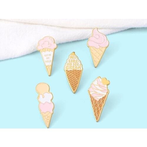 Creative Cartoon Personality Creative Ice Cream Cone Series Alloy Brooch Fashion All-match Backpack Badge Clothing Accessories