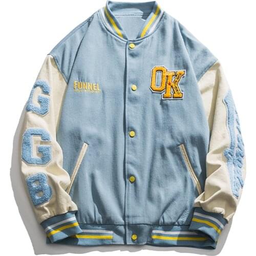 Vintage Flocking Letter Embroidery Hip Hop Bomber Jacket Men Harajuku High Street Couple Baseball Jacket Tracksuit 2021 Spring