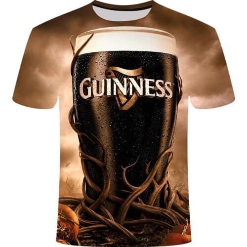 Summer new T-shirt 3D/beer/letters/poker/printing men and women fun 3DT shirt O-neck short-sleeved shirt Fashion street T-shirt