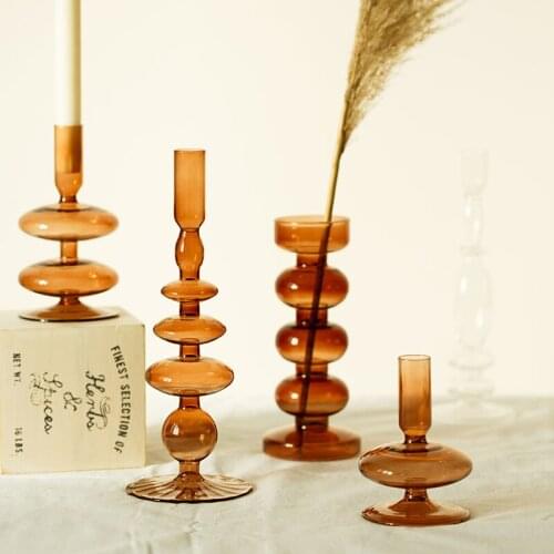 Small Glass Candle Holder Gift Centerpiece Nordic Wedding Candle Holders Living Room Bougeoir En Verre Home Decoration DL60ZT