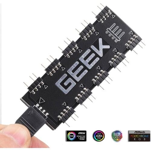 Motherboard RGB hub 5V3 pin 12V4 pin 1 minute 10 tap ASUS MSI Gigabyte AURA Shenguang Synchronous RGB fan light control