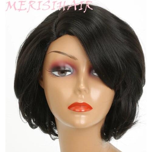 MERISI HAIR Short Synthesis Wigs For Black Women High Temperature Fiber Short Pixie Cut Style