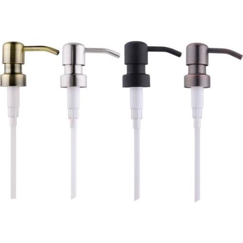 Metal Soap Pump Liquid Lotion Dispenser Replacement Head Stainless Steel Shampoo Pump With Plastic Jar Tube For Bathroom