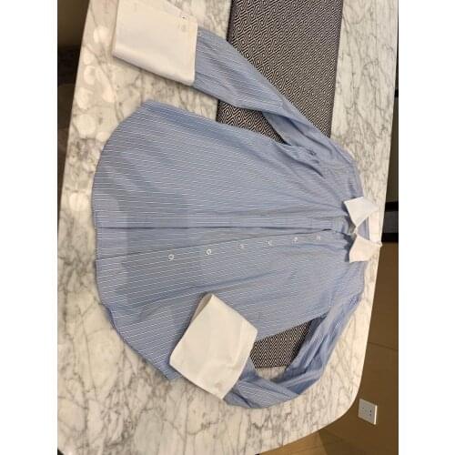 Fashion 2021 new ladies long sleeve sexy casual striped stitching shirt 1015