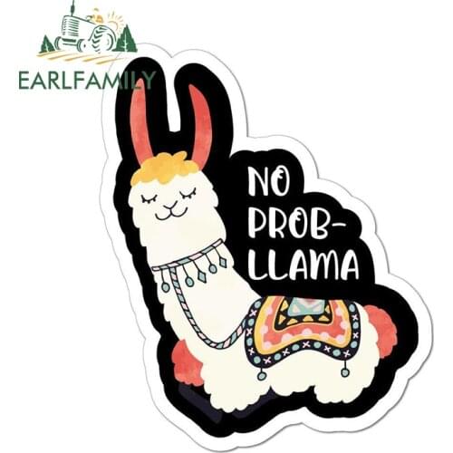 EARLFAMILY 13cm x 10.7cm for No Prob Llama Car Stickers Funny Waterproof Decals Trunk Windows Bumper Decor Vinyl Car Wrap