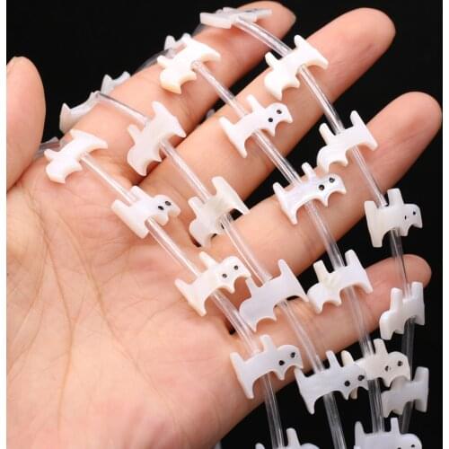 20pcs Natural White Mother Shell Beads Fine Cat Shape Shell Beads Loose Beaded for Making DIY Jewerly Necklace Accessories Gift