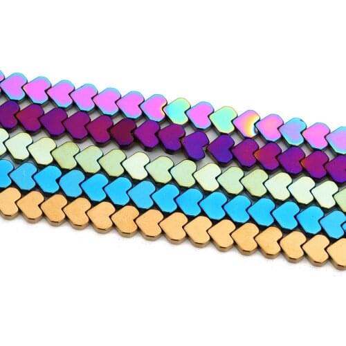 Natural Stone Beads Sparkling 4/6/8mm Heart Shape Hematite Loose Beads For DIY Jewelry Making Natural Stone Beads 15" Finding