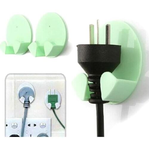 New 2pcs/ set Household Storage Holders Rack Home Office Wall Adhesive Plastic Power Plug Holder